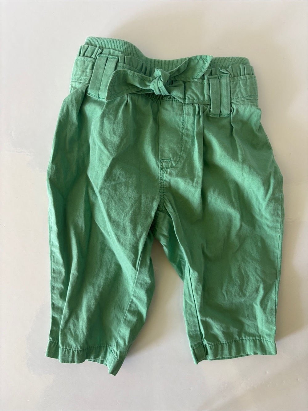 Baby GAP Mineral Green Bow Pull-On Chino Pants Size 3-6 Months